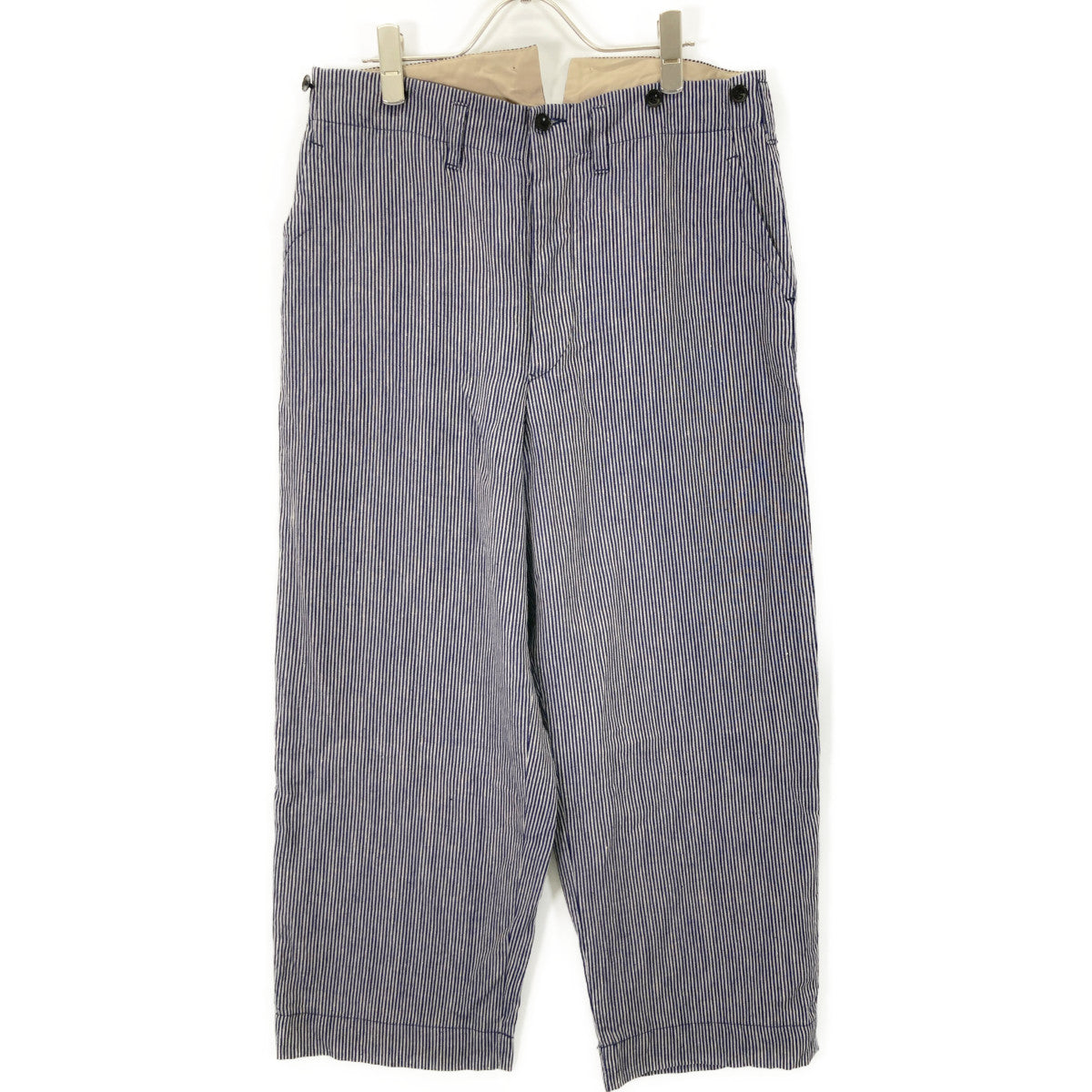 tokiho yoshida ヨシダ トキホ ネイビー リネン ストライプ トラウザー パンツ ボトムス 2