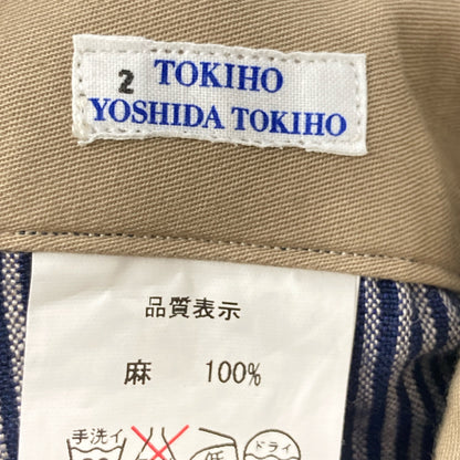 tokiho yoshida ヨシダ トキホ ネイビー リネン ストライプ トラウザー パンツ ボトムス 2