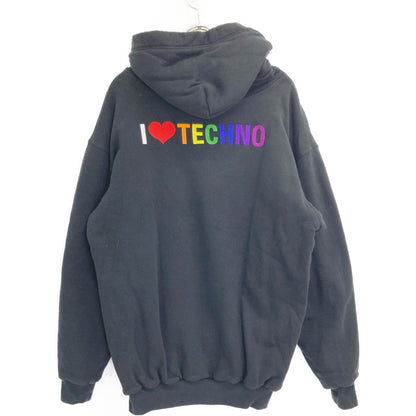 BALENCIAGA バレンシアガ 556086 18年 ブラック オーバーサイズ バック 刺繍 パーカー トップス XS