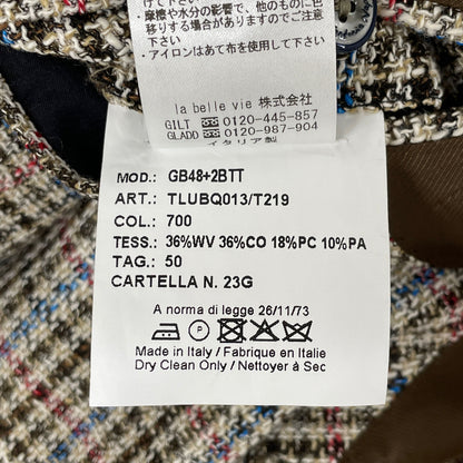 BAGNOLI バニョーリ TLUBQ013 ブラウン ツイード サイドベンツ 2Bテーラードジャケット ジャケット 50