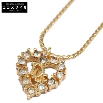 Christian Dior クリスチャンディオール ラインストーン ロゴ ハートトップ ネックレス