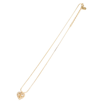 Christian Dior クリスチャンディオール ラインストーン ロゴ ハートトップ ネックレス