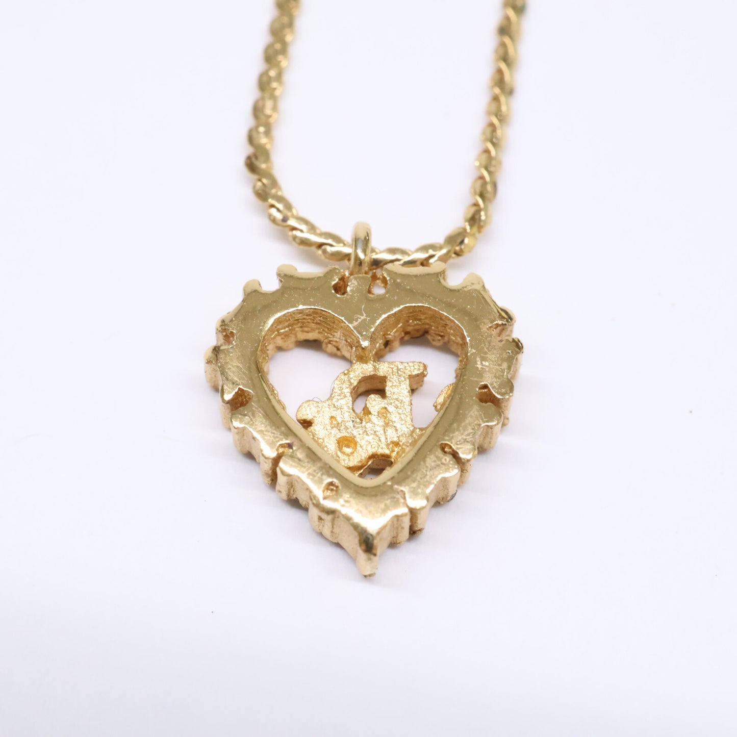 Christian Dior クリスチャンディオール ラインストーン ロゴ ハートトップ ネックレス