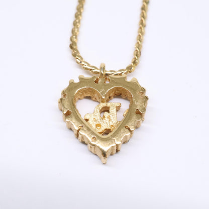 Christian Dior クリスチャンディオール ラインストーン ロゴ ハートトップ ネックレス