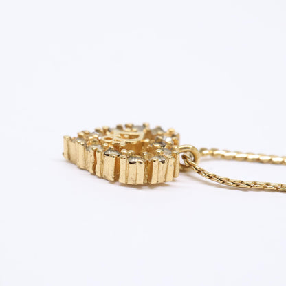 Christian Dior クリスチャンディオール ラインストーン ロゴ ハートトップ ネックレス