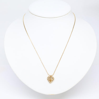 Christian Dior クリスチャンディオール ラインストーン ロゴ ハートトップ ネックレス