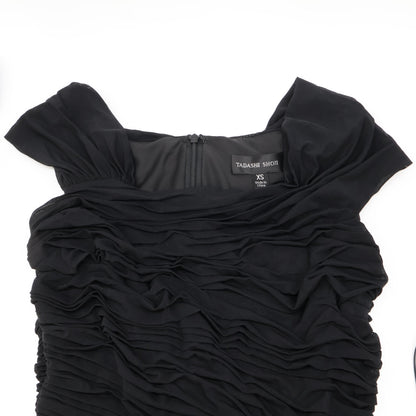 TADASHI SHOJI タダシショージ 738814LJ ブラック メッシュ ロングドレス ワンピース XS