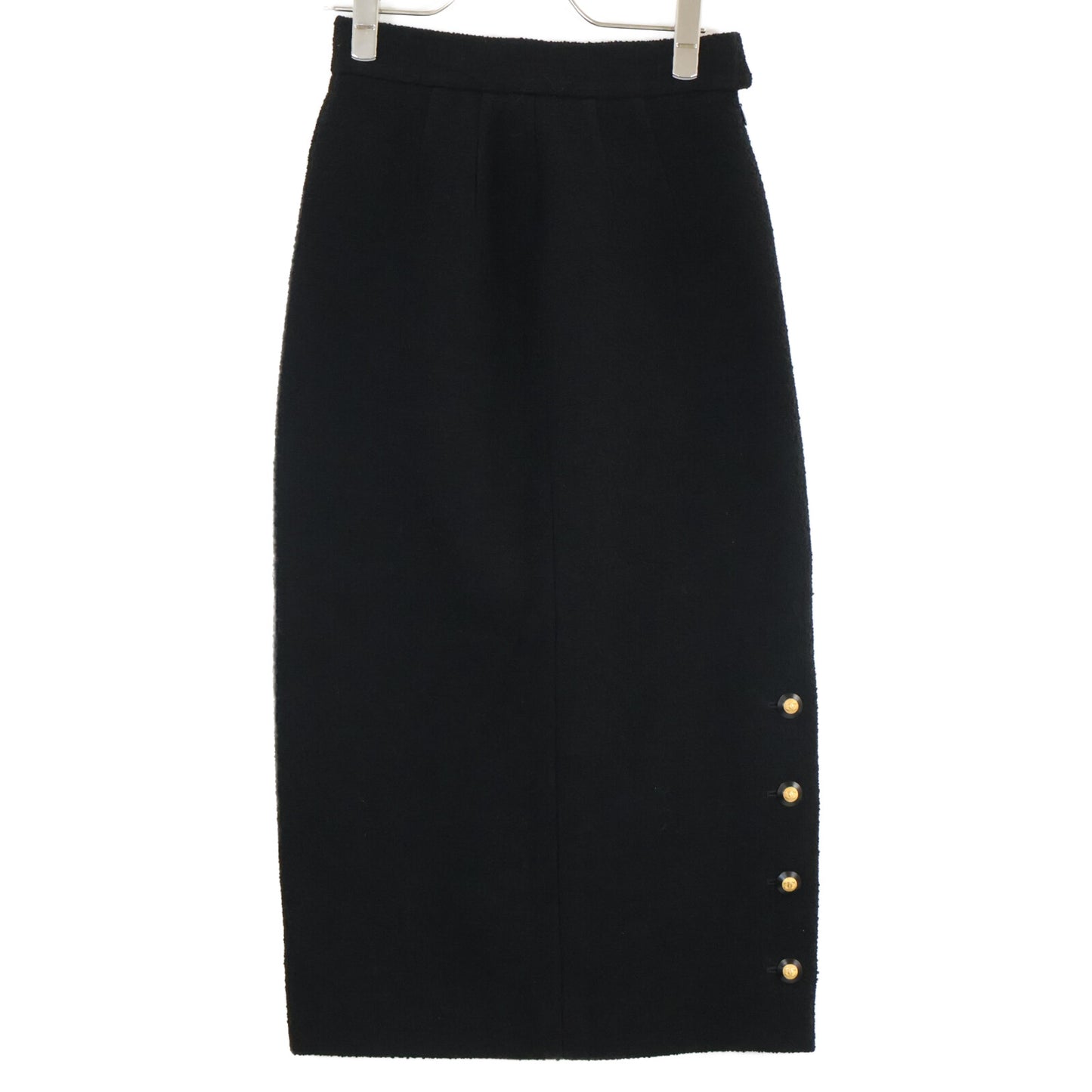 CHANEL シャネル 93AW PO2116 ﾌﾞﾗｯｸ ｳｰﾙ ﾂｲｰﾄﾞ ｺｺﾏｰｸ ﾀｲﾄ ﾛﾝｸﾞｽｶｰﾄ スカート 36