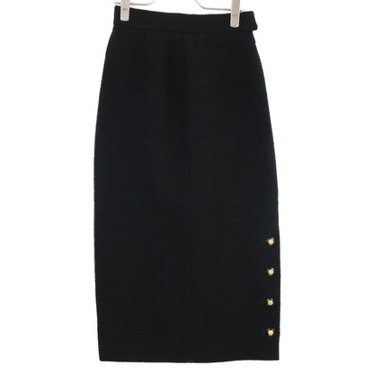 CHANEL シャネル 93AW PO2116 ﾌﾞﾗｯｸ ｳｰﾙ ﾂｲｰﾄﾞ ｺｺﾏｰｸ ﾀｲﾄ ﾛﾝｸﾞｽｶｰﾄ スカート 36