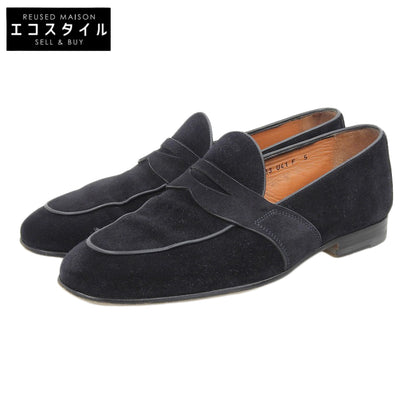 SANTONI サントーニ ペニーローファー シューズ メンズ スエード ブラック 5 16033 シューズ 5