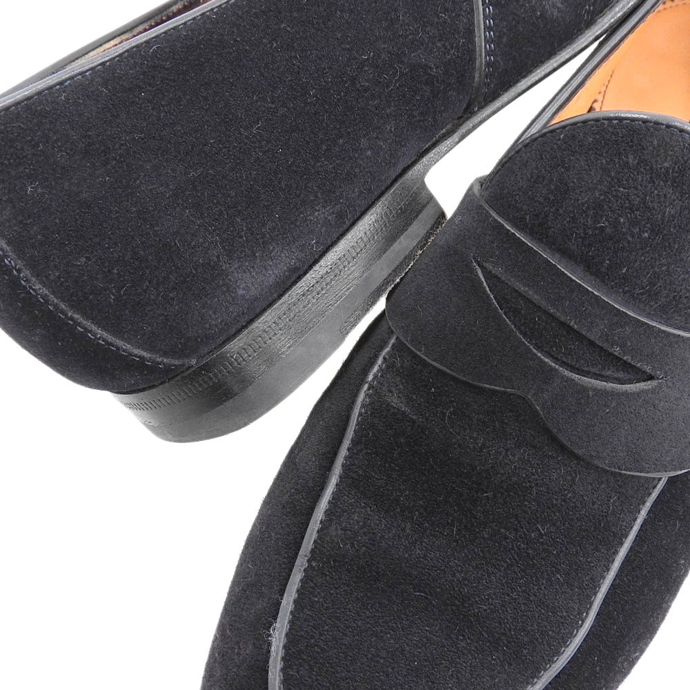 SANTONI サントーニ ペニーローファー シューズ メンズ スエード ブラック 5 16033 シューズ 5