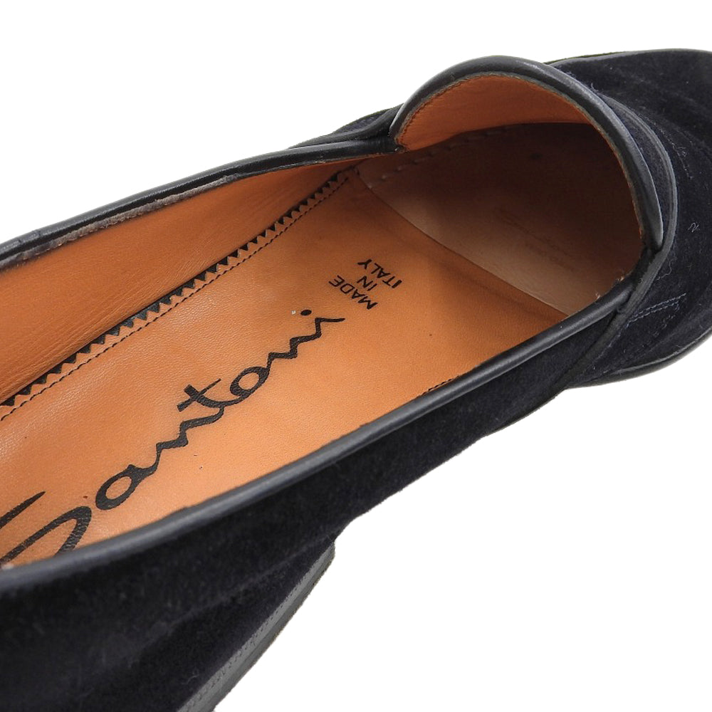 SANTONI サントーニ ペニーローファー シューズ メンズ スエード ブラック 5 16033 シューズ 5