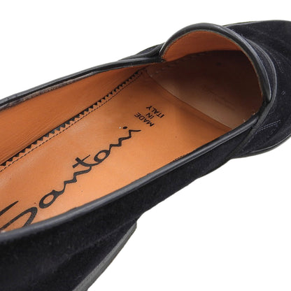 SANTONI サントーニ ペニーローファー シューズ メンズ スエード ブラック 5 16033 シューズ 5