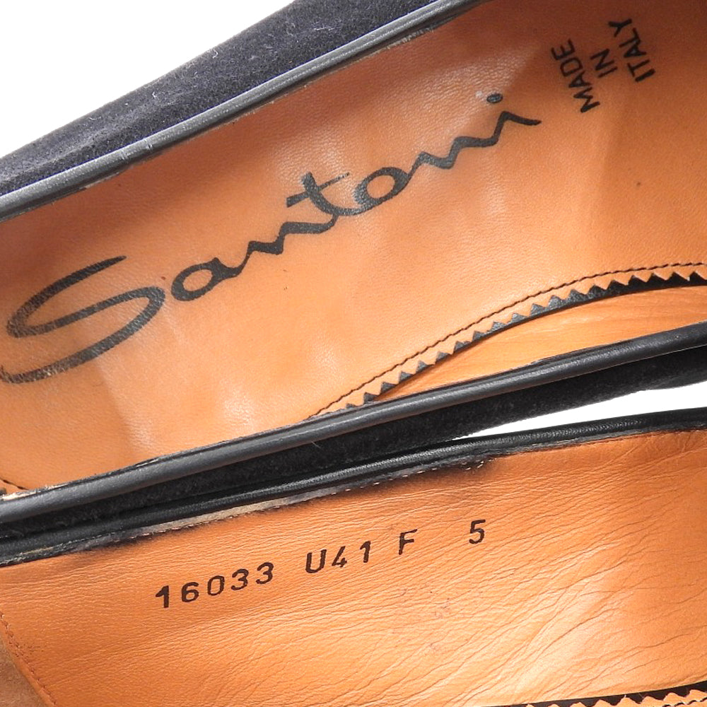 SANTONI サントーニ ペニーローファー シューズ メンズ スエード ブラック 5 16033 シューズ 5