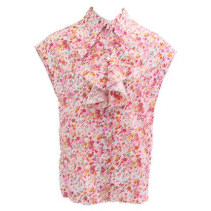 CHANEL シャネル 【美品/国内正規/25SS】P79085V71229 CCｘフラワー 総柄 コットン/シルク ノースリーブブラウス/ トップス 34