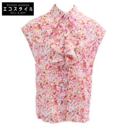 CHANEL シャネル 【美品/国内正規/25SS】P79085V71229 CCｘフラワー 総柄 コットン/シルク ノースリーブブラウス/ トップス 34