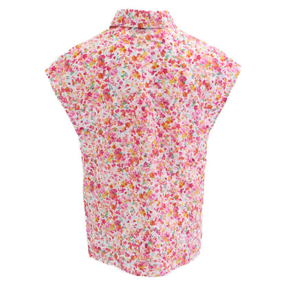 CHANEL シャネル 【美品/国内正規/25SS】P79085V71229 CCｘフラワー 総柄 コットン/シルク ノースリーブブラウス/ トップス 34