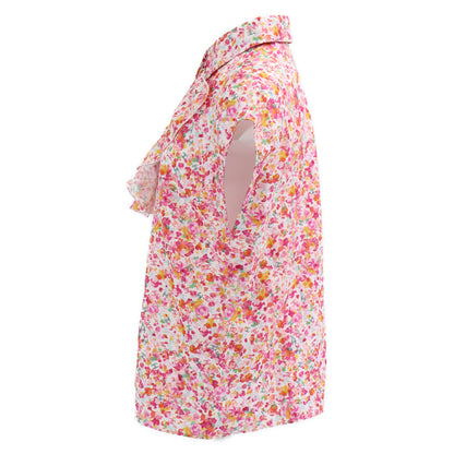 CHANEL シャネル 【美品/国内正規/25SS】P79085V71229 CCｘフラワー 総柄 コットン/シルク ノースリーブブラウス/ トップス 34