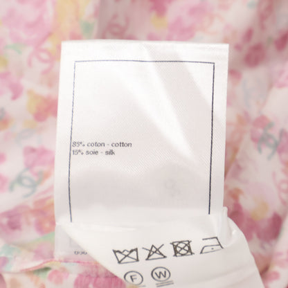 CHANEL シャネル 【美品/国内正規/25SS】P79085V71229 CCｘフラワー 総柄 コットン/シルク ノースリーブブラウス/ トップス 34