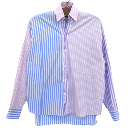 THIRD MAGAZINE サードマガジン 美品 ストライプ ワンポイントロゴ オーバー シャツ トップス レディース マルチカラー 9 A0833FB トップス 9