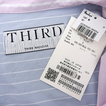 THIRD MAGAZINE サードマガジン 美品 ストライプ ワンポイントロゴ オーバー シャツ トップス レディース マルチカラー 9 A0833FB トップス 9