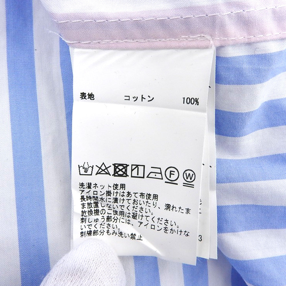 THIRD MAGAZINE サードマガジン 美品 ストライプ ワンポイントロゴ オーバー シャツ トップス レディース マルチカラー 9 A0833FB トップス 9