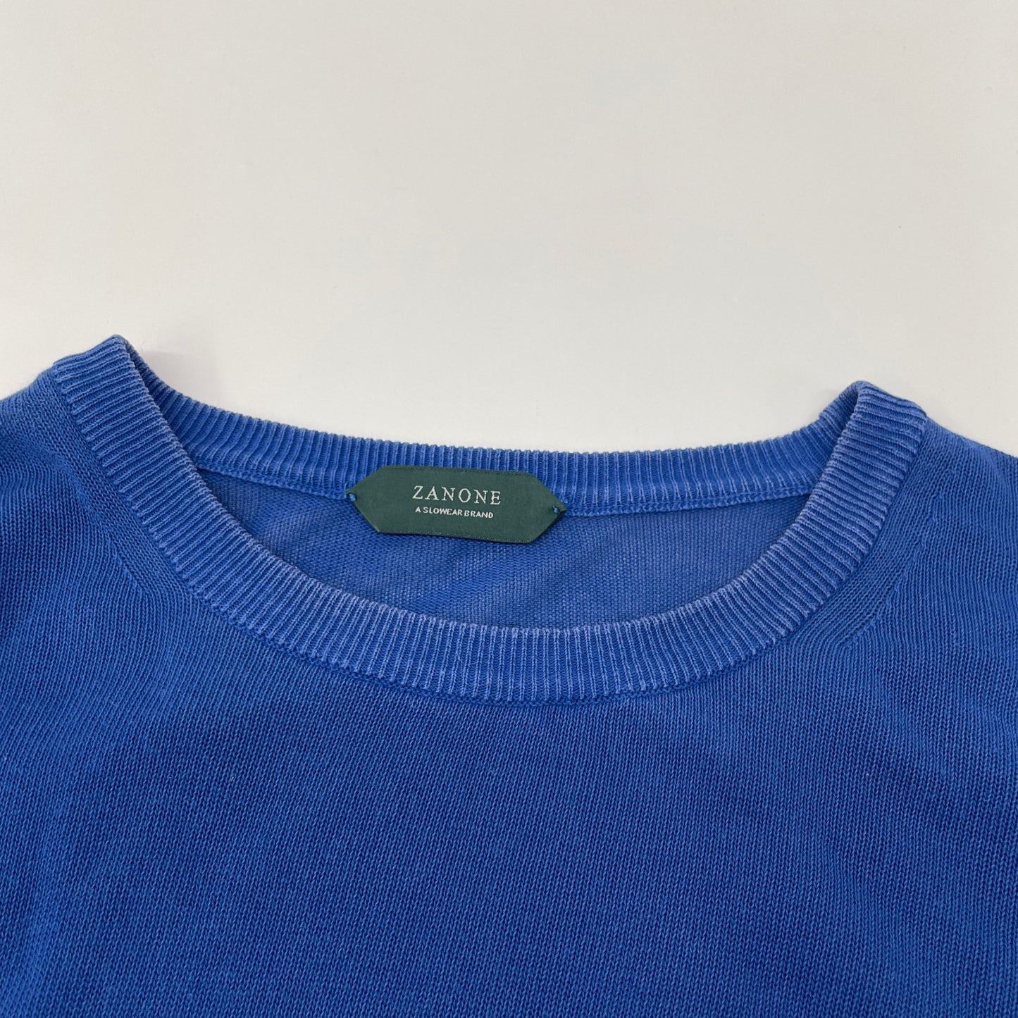 ZANONE ザノーネ 19SS 812166-ZY318 ﾌﾞﾙｰ GIRO ﾗｳﾝﾄﾞﾈｯｸ ﾛﾝｸﾞｽﾘｰﾌﾞ ｾｰﾀｰ トップス 46