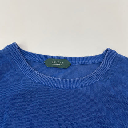 ZANONE ザノーネ 19SS 812166-ZY318 ﾌﾞﾙｰ GIRO ﾗｳﾝﾄﾞﾈｯｸ ﾛﾝｸﾞｽﾘｰﾌﾞ ｾｰﾀｰ トップス 46