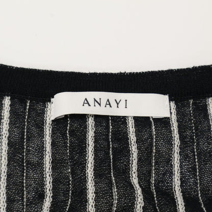 ANAYI アナイ ﾎﾜｲﾄ×ﾈｲﾋﾞｰ ｽﾄﾗｲﾌﾟ ｳｴｽﾄﾘﾎﾞﾝ ﾛﾝｸﾞｽﾘｰﾌﾞ ﾜﾝﾋﾟｰｽ ワンピース 38