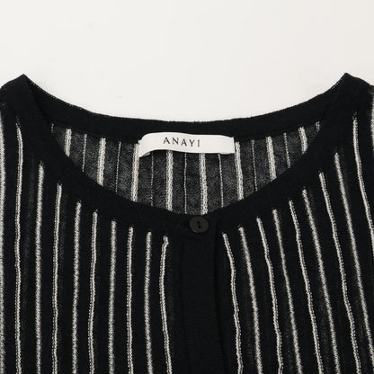 ANAYI アナイ ﾎﾜｲﾄ×ﾈｲﾋﾞｰ ｽﾄﾗｲﾌﾟ ｳｴｽﾄﾘﾎﾞﾝ ﾛﾝｸﾞｽﾘｰﾌﾞ ﾜﾝﾋﾟｰｽ ワンピース 38