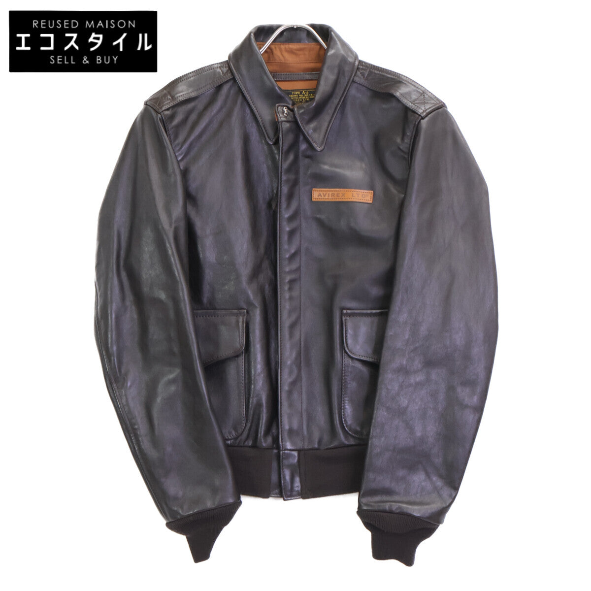 AVIREX アヴィレックス 2191000 ﾀﾞｰｸﾌﾞﾗｳﾝ A-2 ﾚｻﾞｰﾌﾗｲﾄｼﾞｬｹｯﾄ ジャケット 40