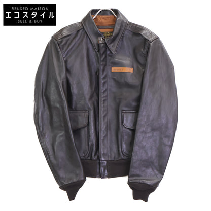 AVIREX アヴィレックス 2191000 ﾀﾞｰｸﾌﾞﾗｳﾝ A-2 ﾚｻﾞｰﾌﾗｲﾄｼﾞｬｹｯﾄ ジャケット 40