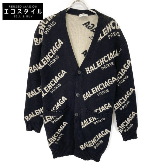 BALENCIAGA バレンシアガ 17年製 502615 ﾌﾞﾗｯｸ ｼﾞｬｶﾞｰﾄﾞﾛｺﾞ ｶｰﾃﾞｨｶﾞﾝ トップス 34