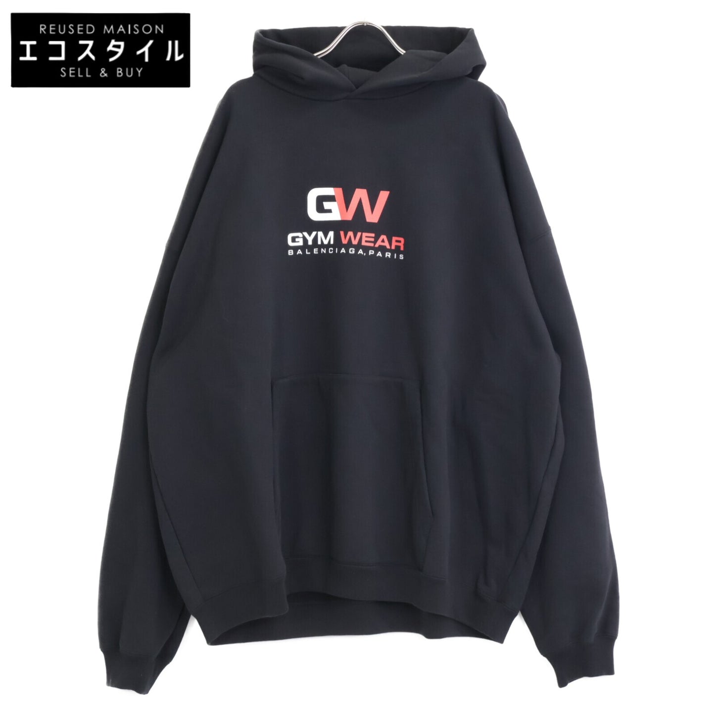 BALENCIAGA バレンシアガ 620973 ﾌﾞﾗｯｸ 20年製 Gym Wear ﾌｰﾃﾞｨｰ トップス L