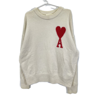 AMI PARIS アミパリス UKS002.018 ﾎﾜｲﾄ ﾜﾝﾎﾟｲﾝﾄ ﾛｺﾞﾆｯﾄ トップス M