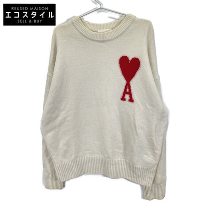 AMI PARIS アミパリス UKS002.018 ﾎﾜｲﾄ ﾜﾝﾎﾟｲﾝﾄ ﾛｺﾞﾆｯﾄ トップス M