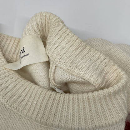 AMI PARIS アミパリス UKS002.018 ﾎﾜｲﾄ ﾜﾝﾎﾟｲﾝﾄ ﾛｺﾞﾆｯﾄ トップス M