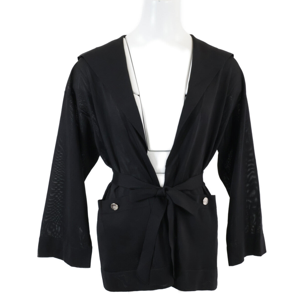 CHANEL シャネル 【美品/国内正規/24年製】P78431K11309 シルク100％ ウエストベルト付 セーラーカラー ジャケット 34