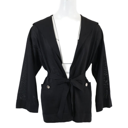 CHANEL シャネル 【美品/国内正規/24年製】P78431K11309 シルク100％ ウエストベルト付 セーラーカラー ジャケット 34