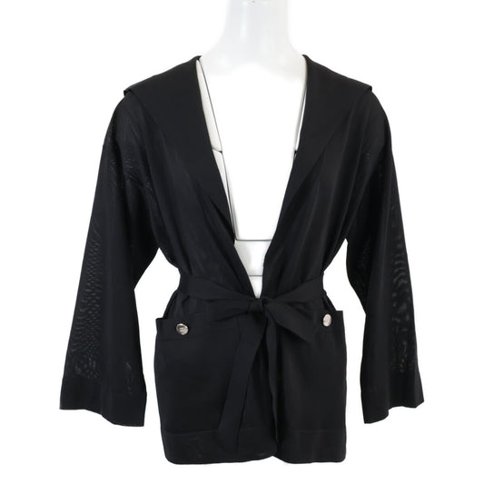 CHANEL シャネル 【美品/国内正規/24年製】P78431K11309 シルク100％ ウエストベルト付 セーラーカラー ジャケット 34