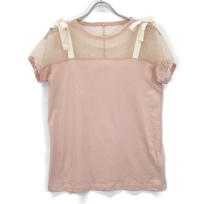 VALENTINO ヴァレンティノ 【Spa】PR3MG07Z3J0 ﾋﾟﾝｸ ﾚｰｽ 切り替え ｼｮﾙﾀﾞｰﾘﾎﾞﾝ ﾄｯﾌﾟｽ トップス S