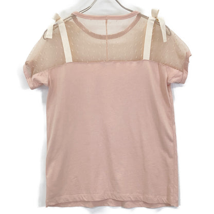 VALENTINO ヴァレンティノ 【Spa】PR3MG07Z3J0 ﾋﾟﾝｸ ﾚｰｽ 切り替え ｼｮﾙﾀﾞｰﾘﾎﾞﾝ ﾄｯﾌﾟｽ トップス S