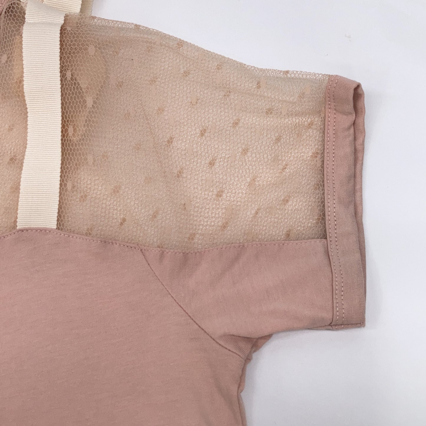 VALENTINO ヴァレンティノ 【Spa】PR3MG07Z3J0 ﾋﾟﾝｸ ﾚｰｽ 切り替え ｼｮﾙﾀﾞｰﾘﾎﾞﾝ ﾄｯﾌﾟｽ トップス S