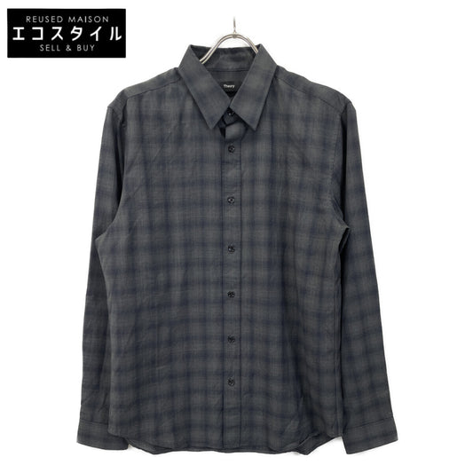 Theory セオリー 25SS 02-5108001 ｸﾞﾚｰ ｳｰﾙ Irving ﾁｪｯｸ ｼｬﾂ トップス M