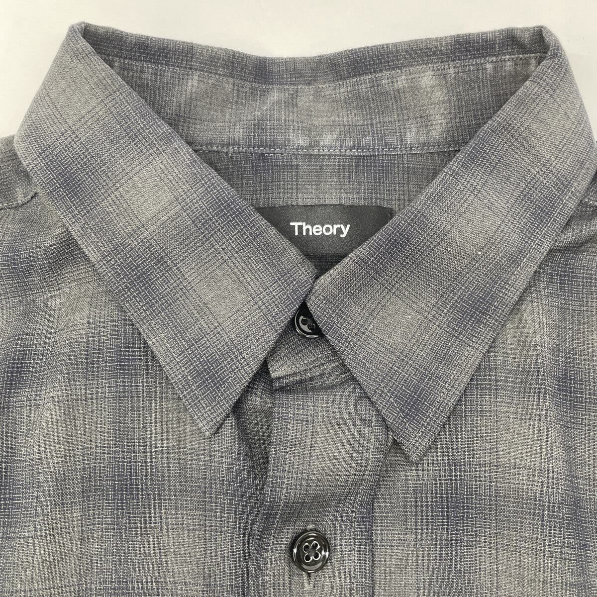 Theory セオリー 25SS 02-5108001 ｸﾞﾚｰ ｳｰﾙ Irving ﾁｪｯｸ ｼｬﾂ トップス M