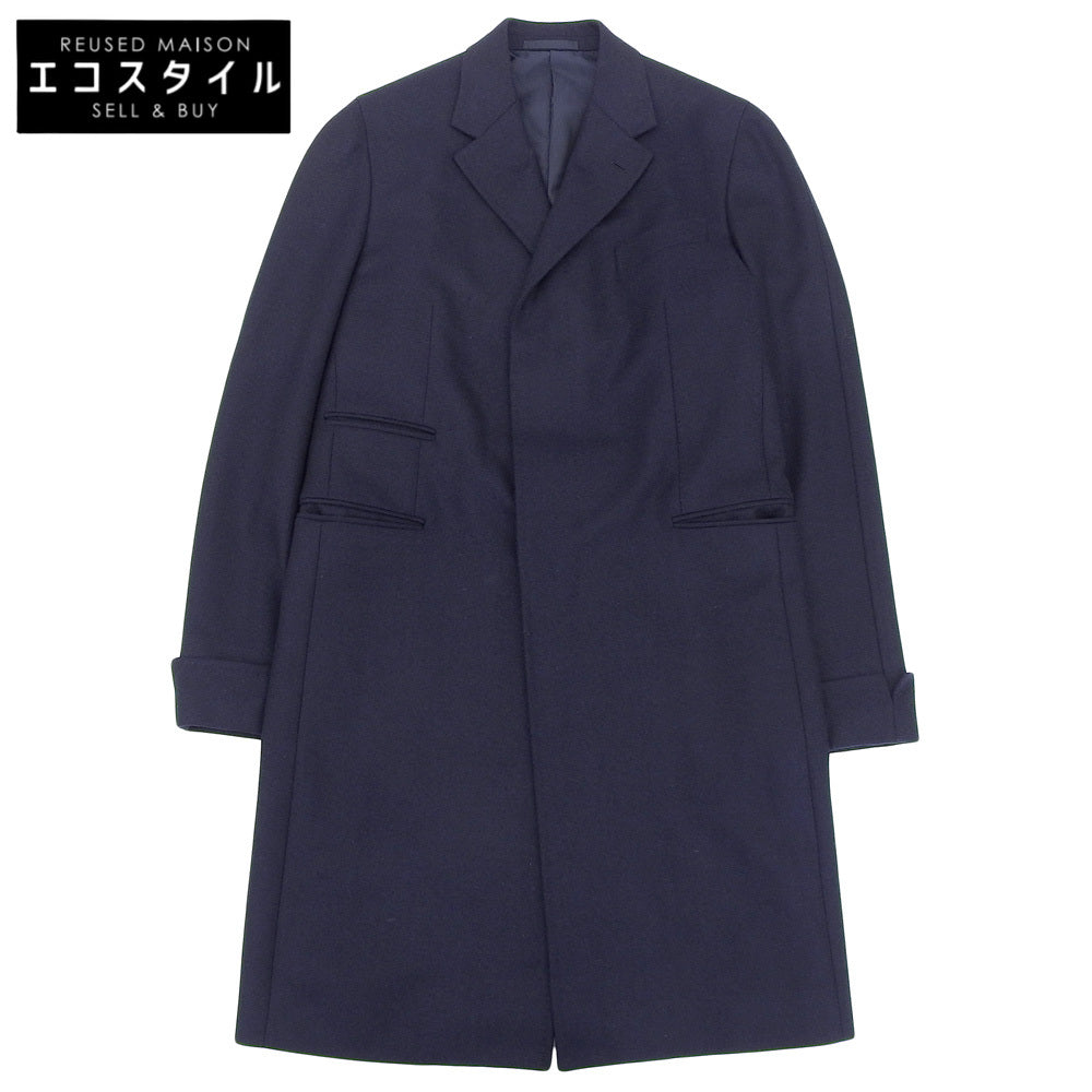CARUSO カルーゾ 美品 ウール チェスターコート メンズ ネイビー 48 PE0U10-0110 コート 48