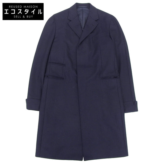 CARUSO カルーゾ 美品 ウール チェスターコート メンズ ネイビー 48 PE0U10-0110 コート 48