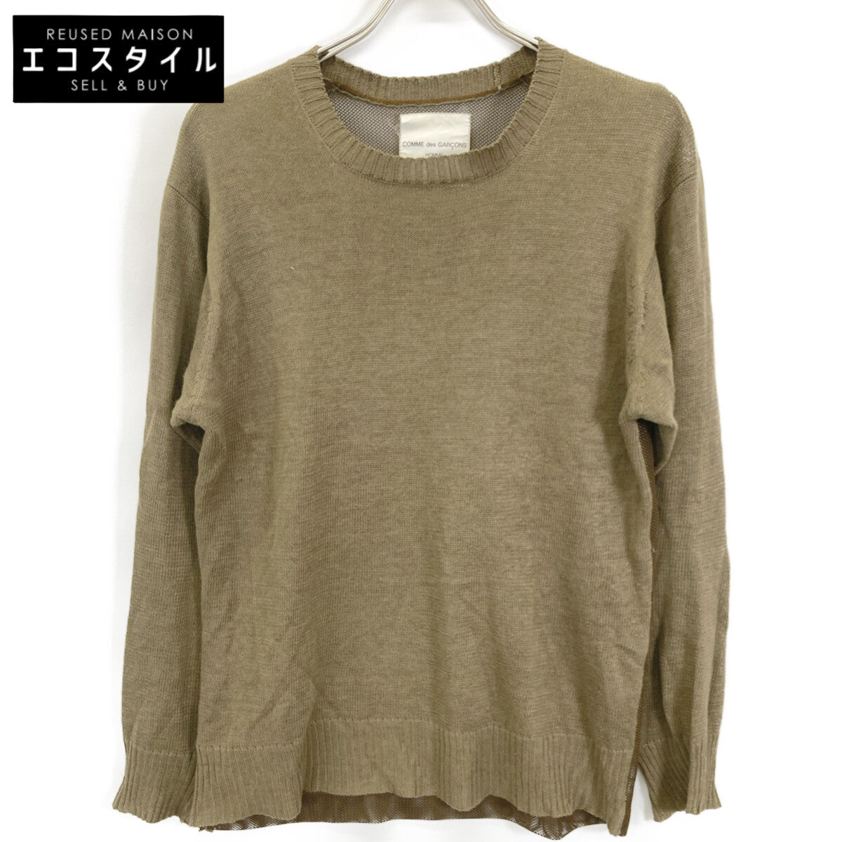 COMMEdesGARCONS HOMME コムデギャルソンオム IN-100030 ｶｰｷ ﾘﾈﾝ ﾒｯｼｭ ﾆｯﾄ 切り替えｾｰﾀｰ トップス 表記無し
