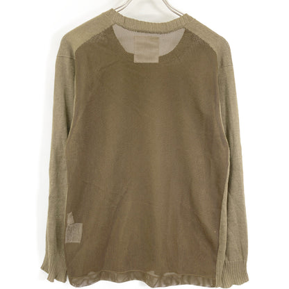 COMMEdesGARCONS HOMME コムデギャルソンオム IN-100030 ｶｰｷ ﾘﾈﾝ ﾒｯｼｭ ﾆｯﾄ 切り替えｾｰﾀｰ トップス 表記無し