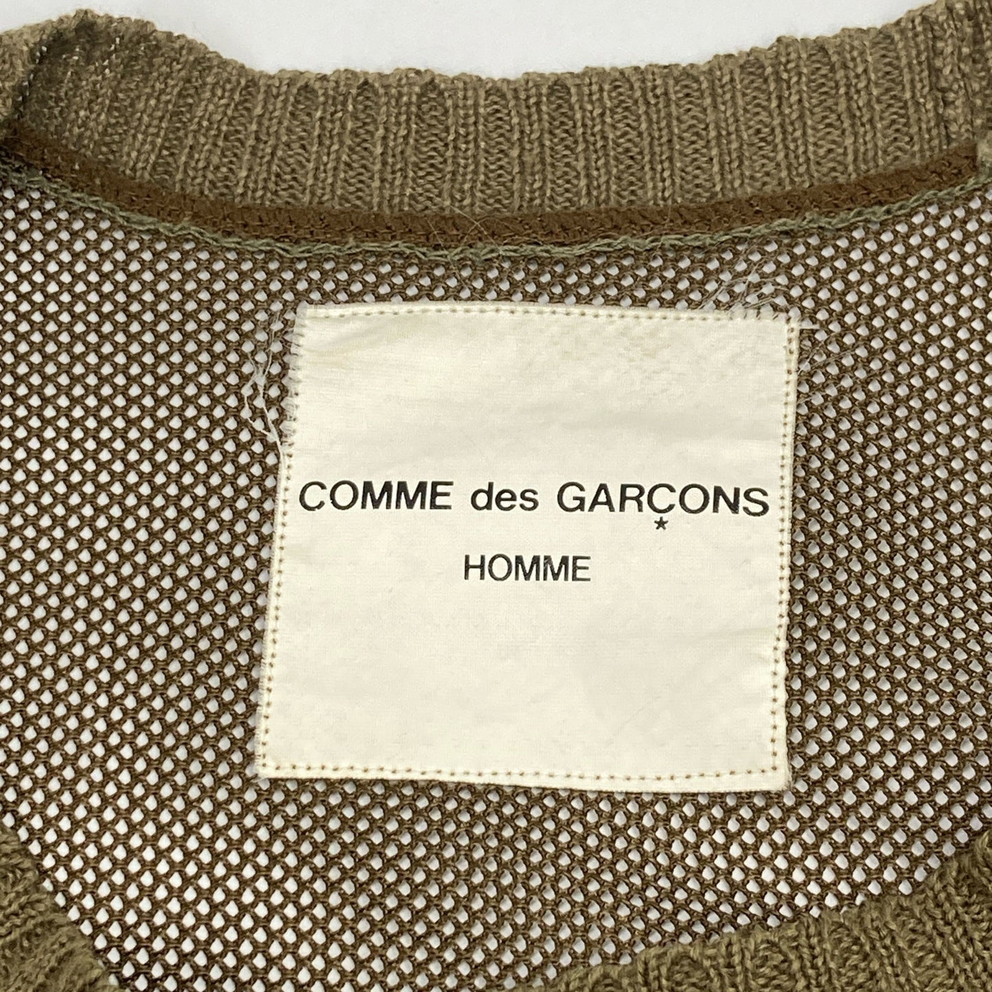 COMMEdesGARCONS HOMME コムデギャルソンオム IN-100030 ｶｰｷ ﾘﾈﾝ ﾒｯｼｭ ﾆｯﾄ 切り替えｾｰﾀｰ トップス 表記無し